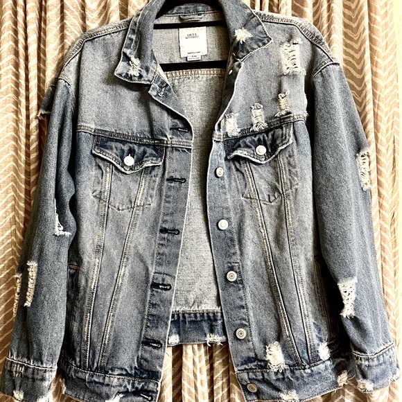 Iris Basic Destroyed Denim Jacket Size S/M - Picture 1 of 6